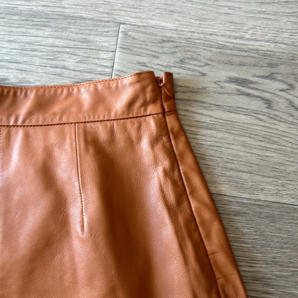 French Connection Glazed Ginger Abri Leather Mini Skirt Size 0 NWT - Picture 7 of 17